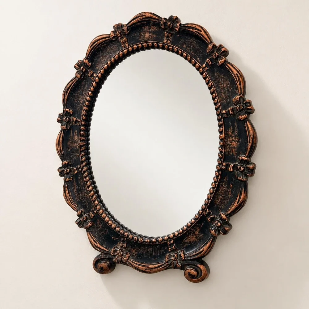 Vintage 1963 Coppercraft Guild Dart Industries Oval Mirror Copper Plastic 13x10
